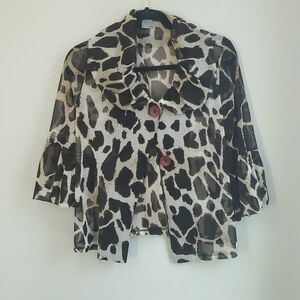 Damee Inc Animal Print Collared Blouse